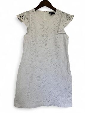 Banana Republic White Eyelet Mini Dress Size 4 Summer Vacation Preppy Summer